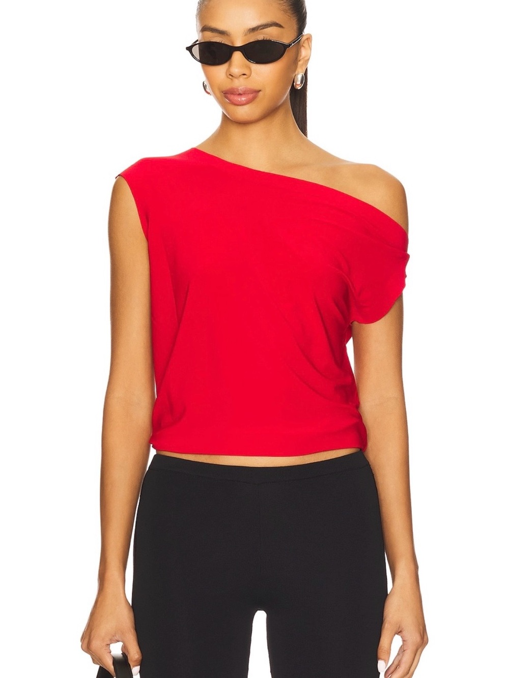 Norma Kamali One-Shoulder Red Top
